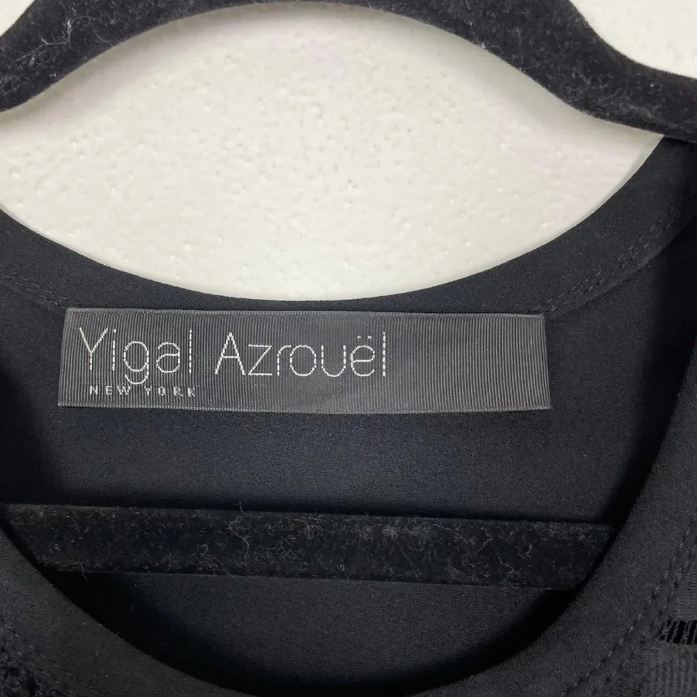 Yigal Azrouel Woman's 8 Black Sheer Knitted Front Long Sleeve Blouse Top - Picture 2 of 9